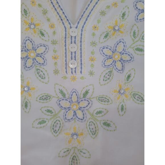 Alfred Dunner White Embroidered Shirt Floral Sz XL - Picture 4 of 5
